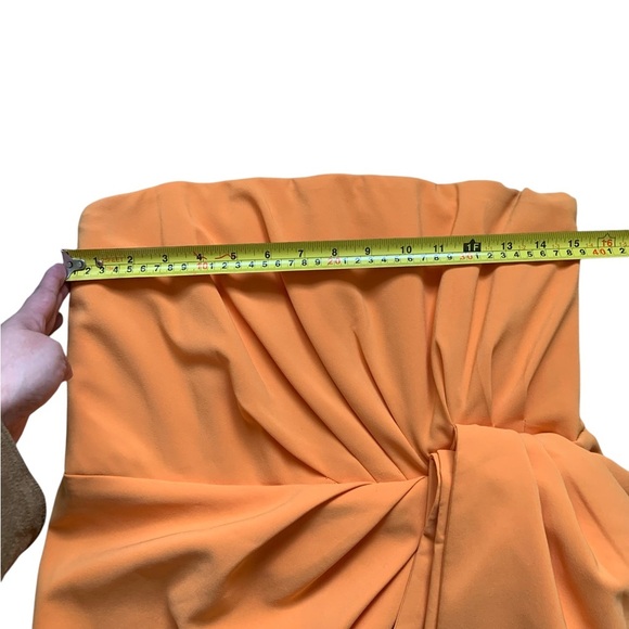 Lavish Alice Strapless  Orange Asymmetrical Cocktail Dress - Medium to Large - Picture 6 of 11